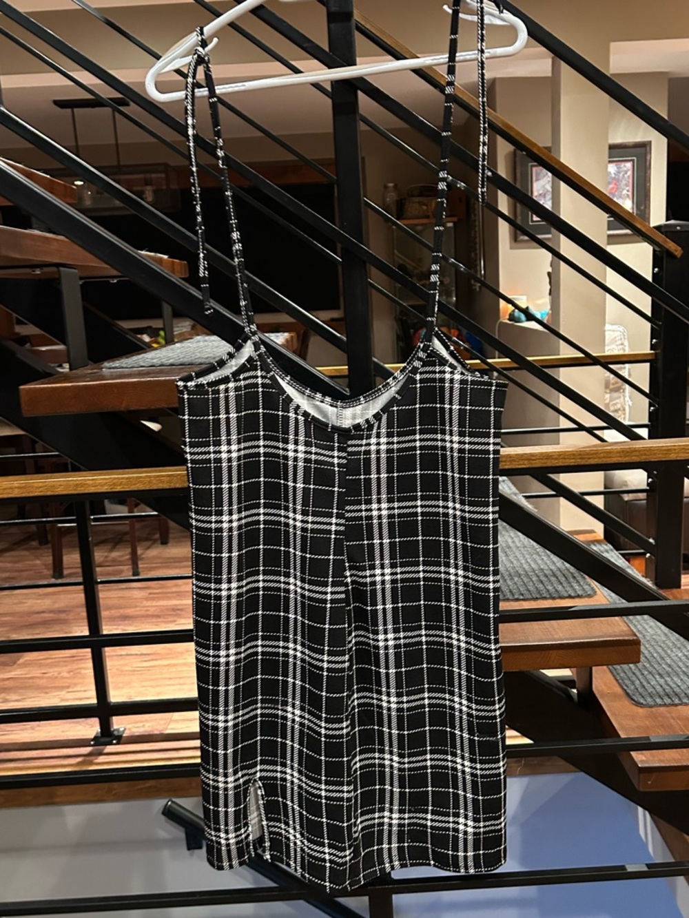 Black & White Plaid Spaghetti Strap Skirt